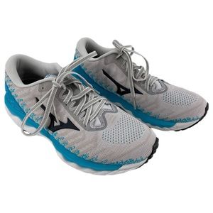 Waveknit White & Blue Knit Running Sneakers